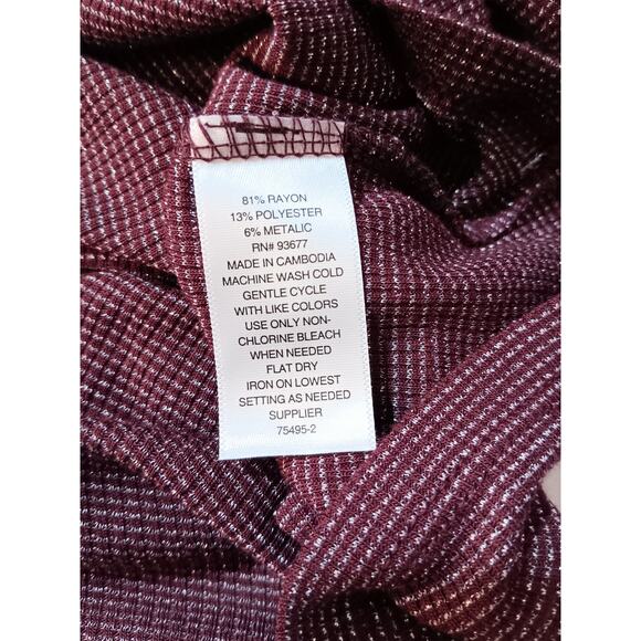 NEW ANA Stretchy Tunic Top Blouse Large Dark Purple Sparkle Ruffle Dressy Career - Picture 7 of 9